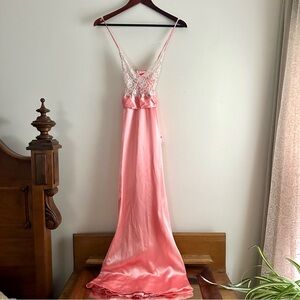 Vintage Gold Label Victoria's Secret Lace‎ Satin Maxi Slip Dress
